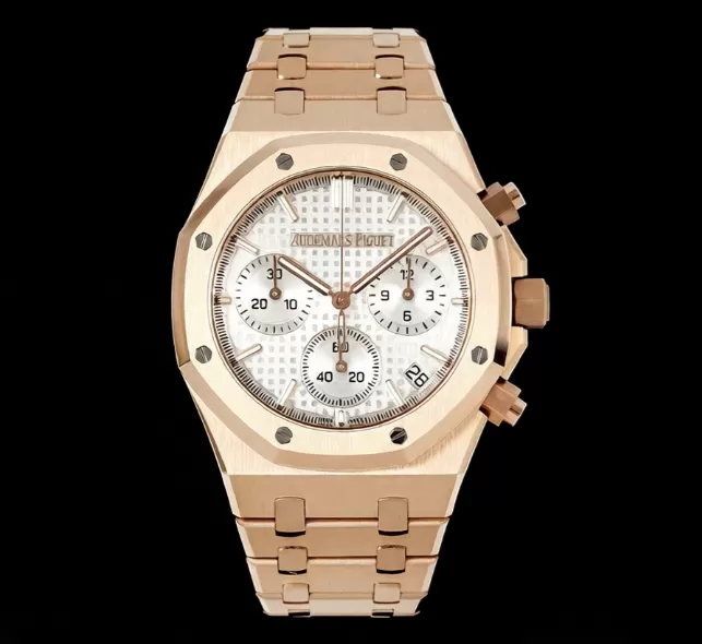 Alternative view of Royal Oak Chrono 26240OR 41mm RG/RG White Dial APS SH4401 Super Clone