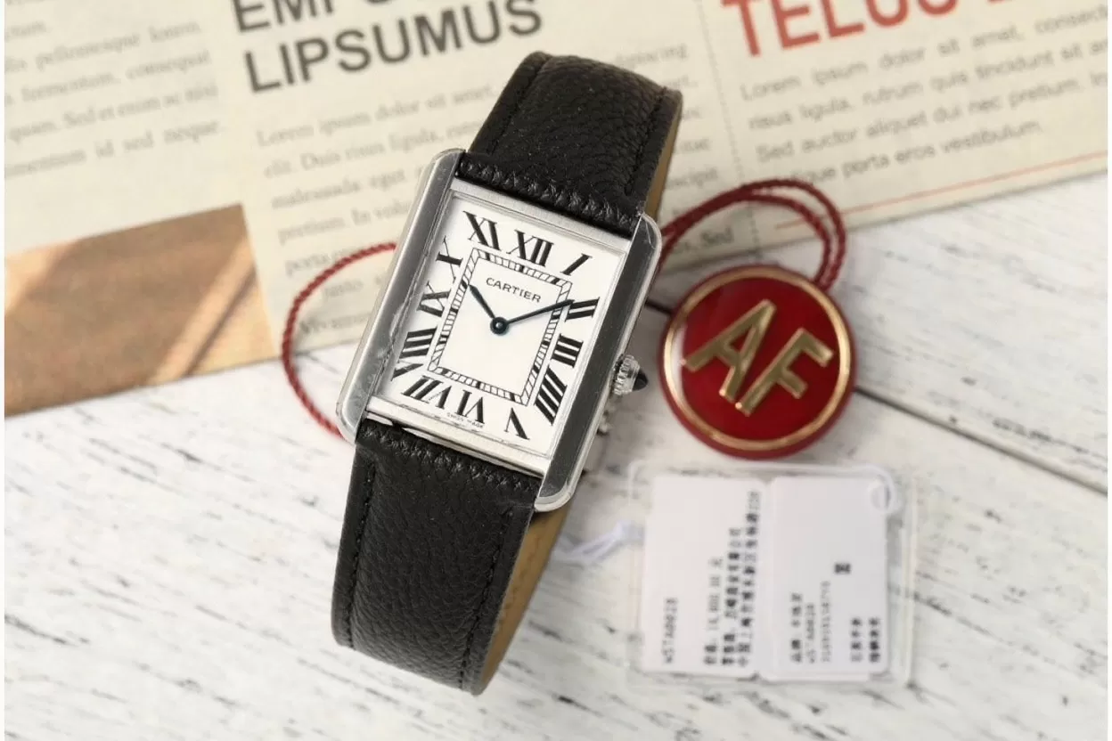 Alternative view of Cartier - Tank Solo 27.4mm White Dial on Lychee Grain Leather AF Quartz