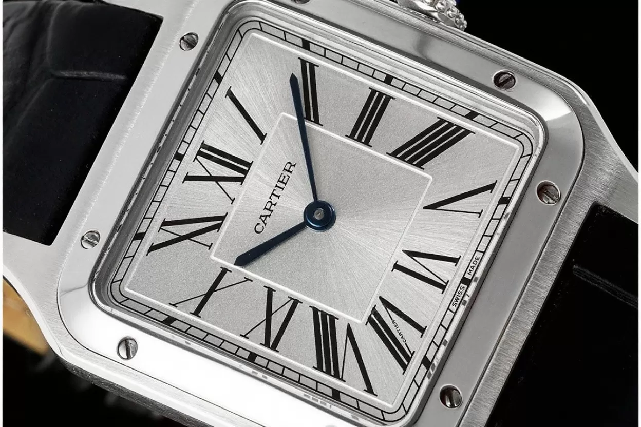 Santos Dumont Black Calf Leather SS/LE Silver Dial AF Quartz - Image 3