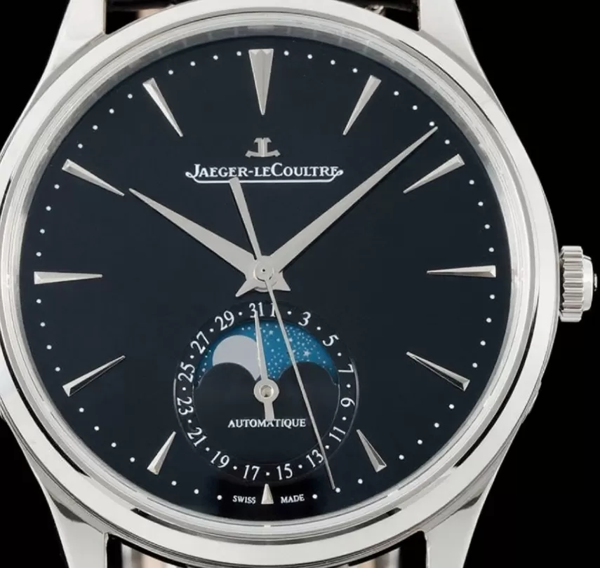 Alternative view of Master Ultra Thin Moonphase SS/LE Black/Stk APS A925 Super Clone