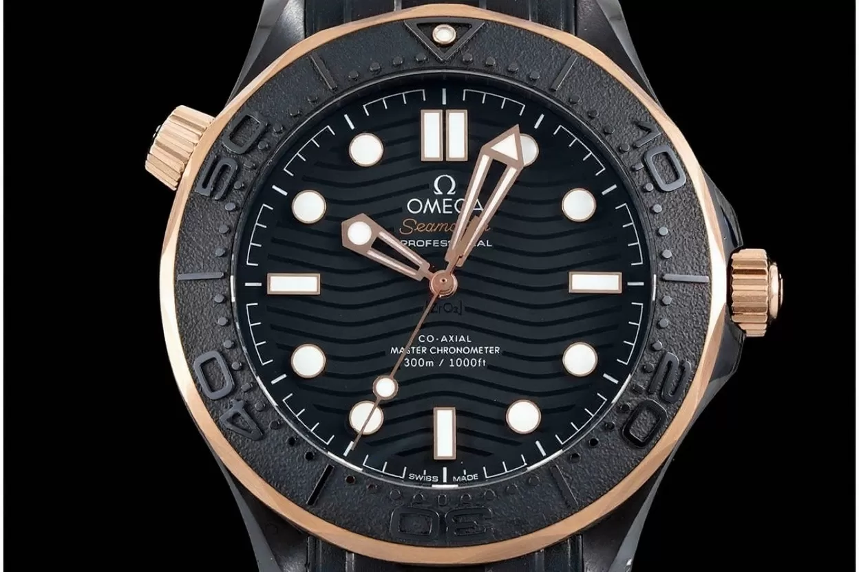 Alternative view of Seamaster 300m 43.5mm RG Ceramic/RU Black Dial VSF A8806