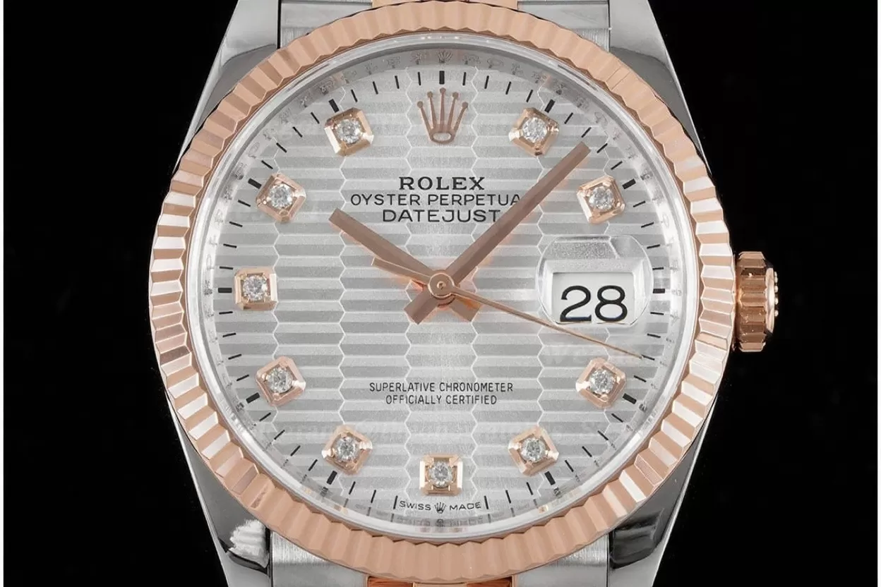 Alternative view of Datejust 126231 36mm Jub RG/SS Textured Silver/Dia VSF DD3235