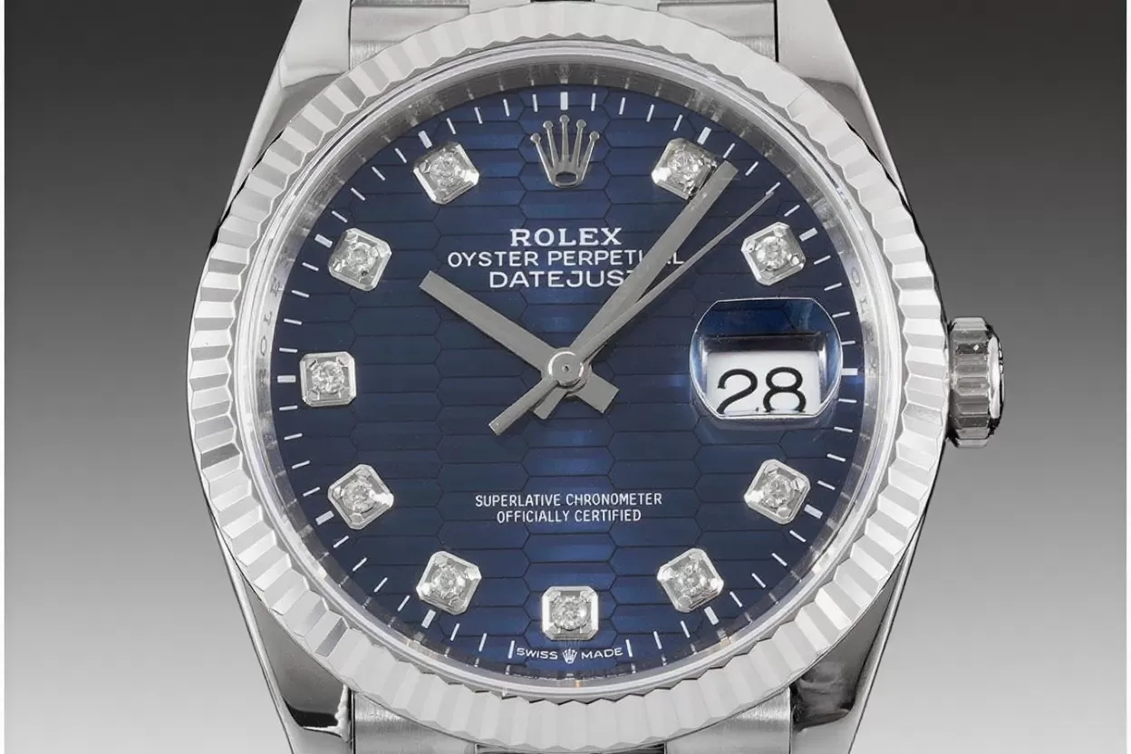Alternative view of Datejust 126234 36mm Jub SS/SS Blue Textured/Dia VSF DD3235