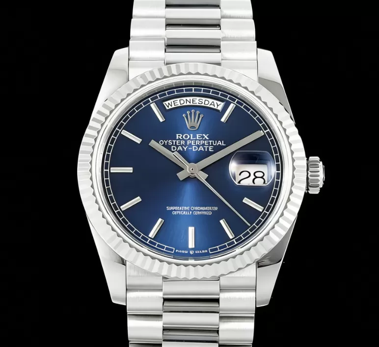 Alternative view of DayDate 128239 36mm SS/SS Blue/Stk QF V2 A2836(Gain Weight)