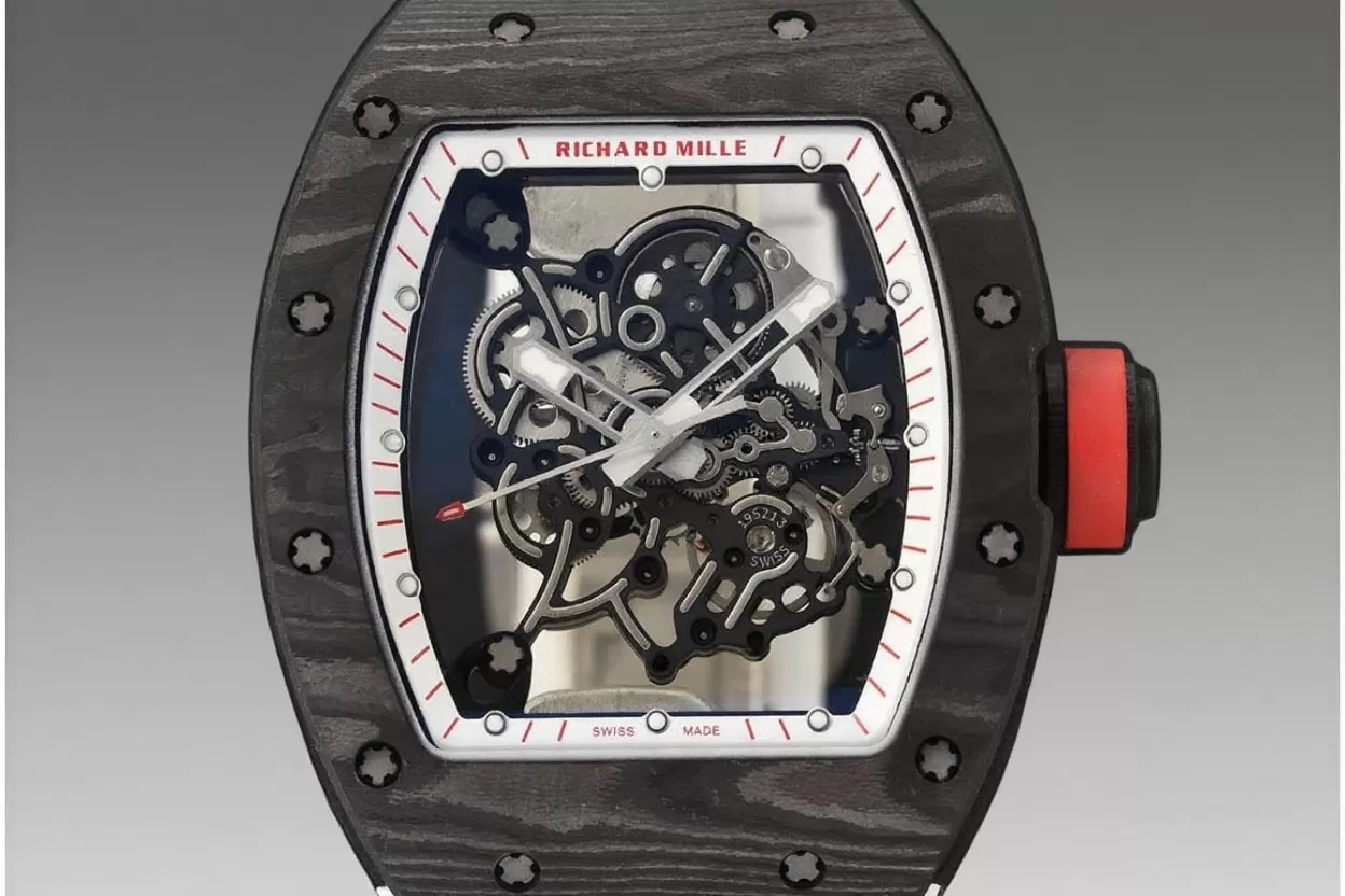 Alternative view of RM055 Red Crown NTPT/RU Skeleton Dial APS RMUL2 Super Clone