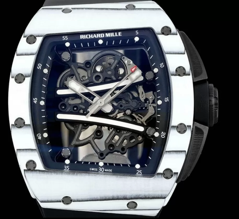 Alternative view of RM61-01 Yohan Blake White NTPT on Black Rubber Strap ZF RMUL2