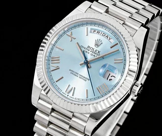 DayDate 228239 40mm Pres SS/SS Ice Blue Dial GSF A3255 (Tungsten Heavy Version)